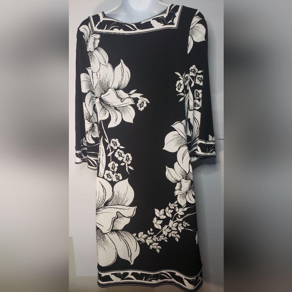 White House Black Market Floral Square Neck Dress Women's Sz S - Picture 3 of 10
